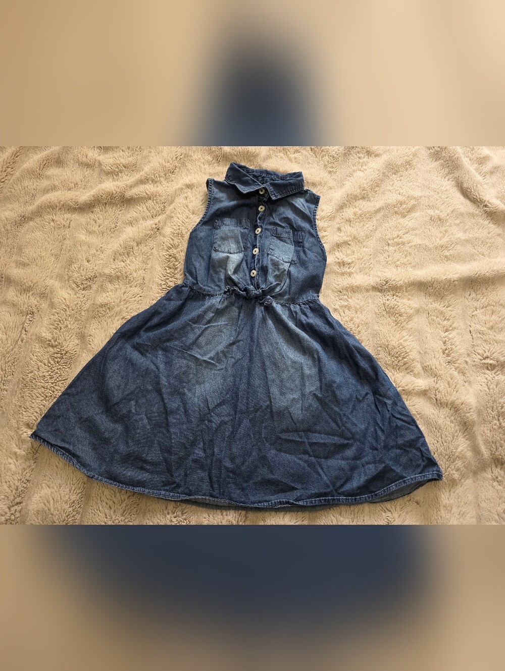 George Girls Denim Blue Sleeveless Button Front Dress